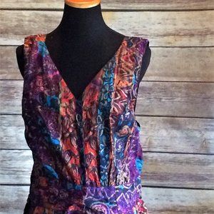 Edgy 90's Jumpsuit Jewel Tone Throwback Romper in Deep Purple & Blue